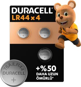 LR44 Özel Alkalin Pil (4’lü Paket) 1,5V (A76) – +%50 Daha Uzun Ömür – Termometrelerde, Kol Saatlerinde, Tıbbi Cihazlarda Kullanım – 5 Yıl Depolama Ömrü Garantisi – Sızıntı Önleme