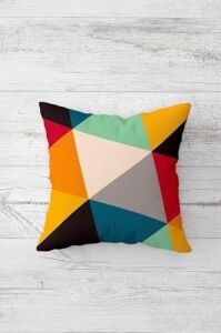 Geometrik Çizgiler ve Renk Bloklu Gizli Fermuarlı Kırlent Kılıfı Koltuk Yastık Kılıfı TAKIM(4ADET), Çok Renkli 45 x 45
