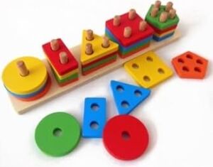 Ahşap Eğitici Öğretici 5''li Geometrik Şekil Yerleştirme Bultak