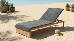 KOBEHOME%100 Pamuk Şezlong Havlusu Gri - Lacivert 80X200 cm