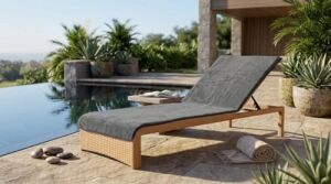 KOBEHOME%100 Pamuk Şezlong Havlusu Gri - Lacivert 80X200 cm