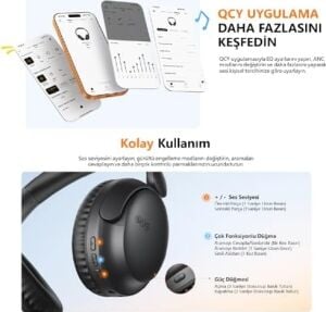H2S Lite 6.0 Bluetooth Kulaklık Enc Net Çağrı - Çift Cihaz 40 mm Dinamik Sürücü - 60 Saat Dinle (Beyaz)