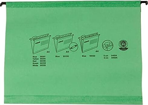 Esselte Klasik Askılı Dosya, A4, Yeşil, 25'li Paket, Sekmeler Dahil, 90318