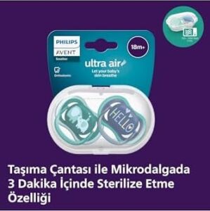 Ultra Air Emzik, 18 Ay+, Erkek Bebekler Için, 2’li Paket, Ortodontik Silikon, Geniş Hava Delikli, Mikrodalga Sterilize Edilebilir, Bpa Içermez, SCF349/18