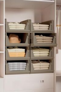 Mithra Life 6 Bölmeli Kayar Raf Organizer Dolap Içi Kıyafet Aksesuar Düzenleyici Bej 45X35 cm MIT1260