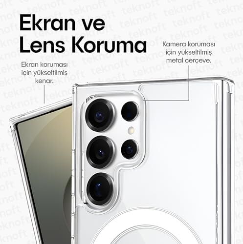 Galaxy S25 Ultra Için Magsafe ile Uyumlu Şok Emici Silikon Kenar Sararma Önleyici Arkası Sert Parmak Izi Tutmayan Darbeye Dayanıklı Manyetik Şeffaf Kılıf