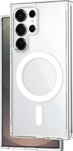 Galaxy S25 Ultra Için Magsafe ile Uyumlu Şok Emici Silikon Kenar Sararma Önleyici Arkası Sert Parmak Izi Tutmayan Darbeye Dayanıklı Manyetik Şeffaf Kılıf