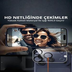 Iphone 17 Pro Max Ile Uyumlu (Tam Lens) Tek Parça Tam Kapatan 9h 3D Kamera Yüzey ve Lens Koruyucu Cam