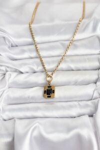 316L Çelik Zincir Gold Renk Vintage Model Kadın Kolye