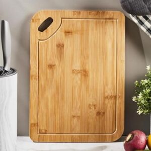 2’li Bambu Kesim Panosu Seti – Dayanıklı Ahşap Kesme Tahtası, Doğal, Şık ve Hijyenik Mutfak Panosu (Oval Bambu)