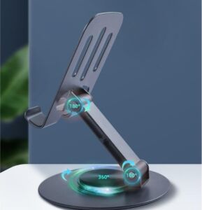 360° Döner Metal Telefon ve Tablet Tutucu Stand, Katlanabilir Teleskopik, Silikon Pedli, Kaymaz Tabanlı, Ev Ofis Seyahat Için Pratik Çözüm