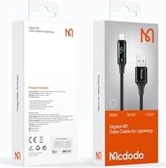 CA-1060 Lightning Dijital Göstergeli Data-Şarj Kablosu 3A 1.2m, Siyah