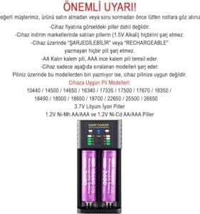 Greentech Akıllı Pil Şarj Cihazı Lityum Iyon + Ni Mh + Ni CD PILLER/GT-BC06