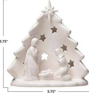 Creative Co-Op U x 10,16 cm G x 13,24 cm Y Ağaç ve Kesimli, Beyaz Figürler ve Heykelcikler, Çoklu Seramik