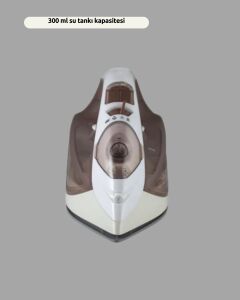 Seramik Tabanlı Buharlı Ütü 2200W Dikey Ütüleme 300ML Kahverengi