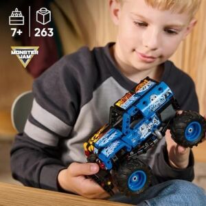 Jam Grave Digger Ateş ve Buz 42219 – 7 Yaş ve Üzeri Kız ve Erkek Çocuklar Için Gerçekçi Detaylar Içeren Çek Bırak Kamyon Oyuncak Yapım Seti, Yaratıcı Hediye Fikri (263 Parça)
