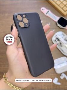 Süper Ince Mat Ultra Thin Silikon Kılıf Siyah iPhone 11 Pro ile Uyumlu