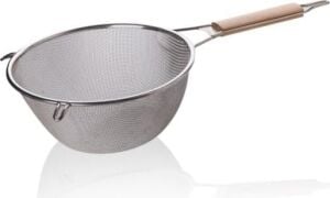 Ahşap Saplı Paslanmaz Çelik Süzgeç, Orta Boy Metal Süzgeç 21 * 9.5 cm Estetik ve Dayanıklı Ahşap Saplı Paslanmaz Çelik Süzgeç ASS22