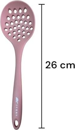 Isıya Dayanıklı Silikon Kevgir Kepçe Kaşık Spatula Seti 6 Parça, Somon