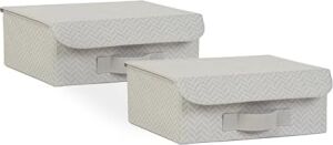 2'li Gri Balıksırtı Kapaklı Kutu Set 30 x 23 x 11 cm