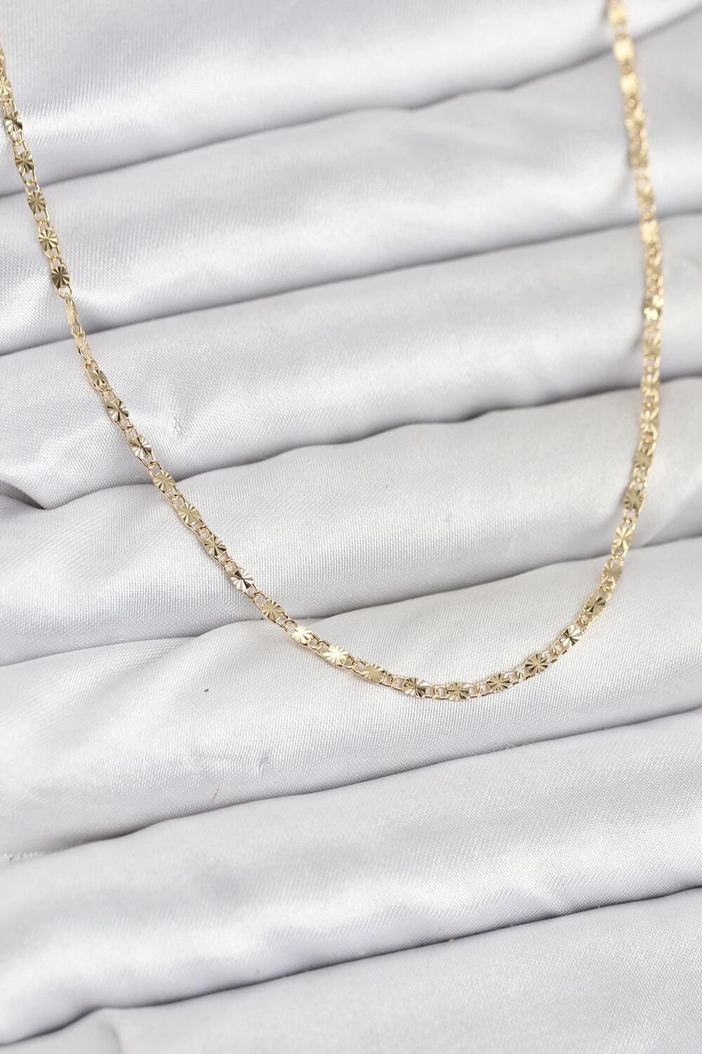 cm 14K Gold Renk Lazer Ince Zincirli Kadın Kolye
