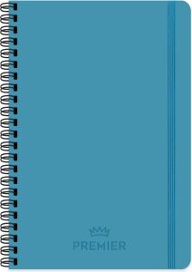17X24 100 Yaprak Çizgili Spiralli Premier Defter - Mavi