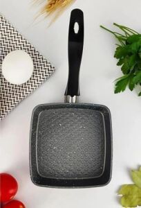 12 cm Granit Sos Tavası – Mini Tereyağı Tavası, Yapışmaz Küçük Tava, Yumurtalık, Sos ve Tereyağı Eritme Için Tek Kişilik Mutfak Tavası (Kare)