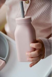 Oioi Hüp + Up -Şişe + Pipet - Pinky Pink/powder Grey