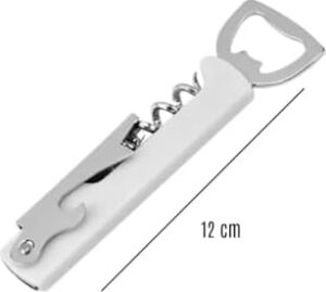 Beyaz Metal Çok Fonksiyonlu Şişe ve Tirbuşon Açacak – 12 cm | 3’ü 1 Arada Şık ve Dayanıklı Tasarım