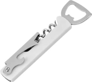Beyaz Metal Çok Fonksiyonlu Şişe ve Tirbuşon Açacak – 12 cm | 3’ü 1 Arada Şık ve Dayanıklı Tasarım