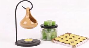Modern Seramik Buhurdanlık Seti - 16'lı Tealight Mum ve Değiştirilebilir Aroma Wax Hediye (Açık Kahve)