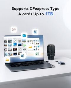 RW515 Cfexpress Tip A Kart Okuyucu, 900 Mb/s'ye Kadar, Cfe Tip A Kart Için USB 3.2 Gen 2 Bellek Kartı Okuyucu, Usb-C Kablosu/usb-C - Usb-A Adaptörü Dahil Cf Kart Okuyucu (LRW515U-RNHNG)
