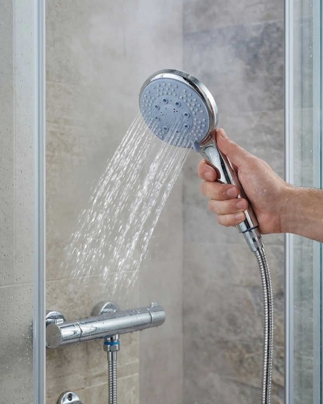 Spiral Hortumlu 4 Kademeli El Duşu Seti Duvar Askılı Banyo Duş Başlığı