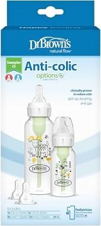 Dar Ağız Antikolik Options+ Desenli Set (1X120 & 1X250 ml Pp Biberon, 2xl2 B. Emzik, Fırça)