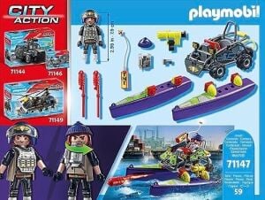 Playmobil City Action 71147 Swat-Multi-Terrain-Quad, Dönüştürülebilir Sek Sürat Teknesi, 5 Yaş ve Üzeri Çocuklar Için Oyuncak