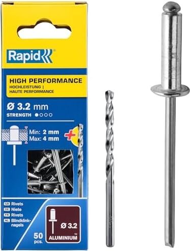 Kör Perçin Universal Alüminyum, 50 Adet Matkap Ucu Dahil, 3,2 x 8 Mm, 5000383