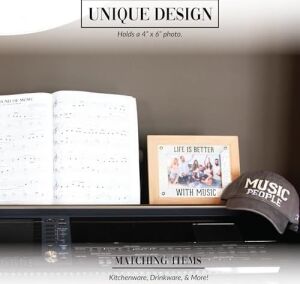 Pavilion Gift Company 67724 Life Is Better Music People 4 x 6 Mdf Şövale Arka Duvara Asılan Resim Çerçevesi, Kahverengi