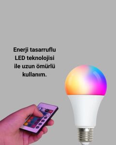 Renk Değiştiren Rgb LED Ampul 16 Renk Uzaktan Kumandalı 2025 Model