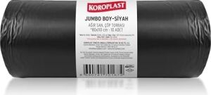 Ağır Sanayi Çöp Torbası Jumbo Boy Siyah 10'lu 80X110 Cm, Dayanıklı & Sızdırmaz, Çift Katlı, Geri Dönüştürülebilir Çöp Poşeti, Fabrika, Şantiye, Sanayi, Restoran, Otel, Hastane, Atölye