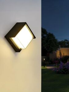 Modern LED Duvar Aplik, 15W, 1500 Lümen, 3200K, Gün Işığı, IP44, Siyah, Modern Tasarım LED Aplik Iç ve Dış Mekan Duvar Lambası Cata Dominik Gün Işığı Bahçe Duvar Apliği