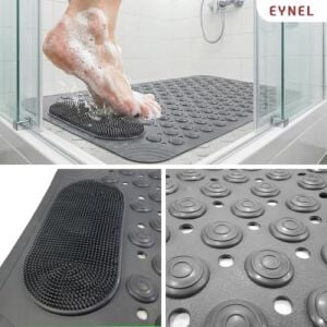 Vantuzlu Banyo ve Duş Kaydırmazı Duşa Kabin Küvet Içi Vantuzlu Banyo Duş Paspası (35X69 Cm) (Gri)