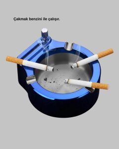 Yuvarlak Metal Küllük Çakmak Entegreli Dayanıklı Yapı