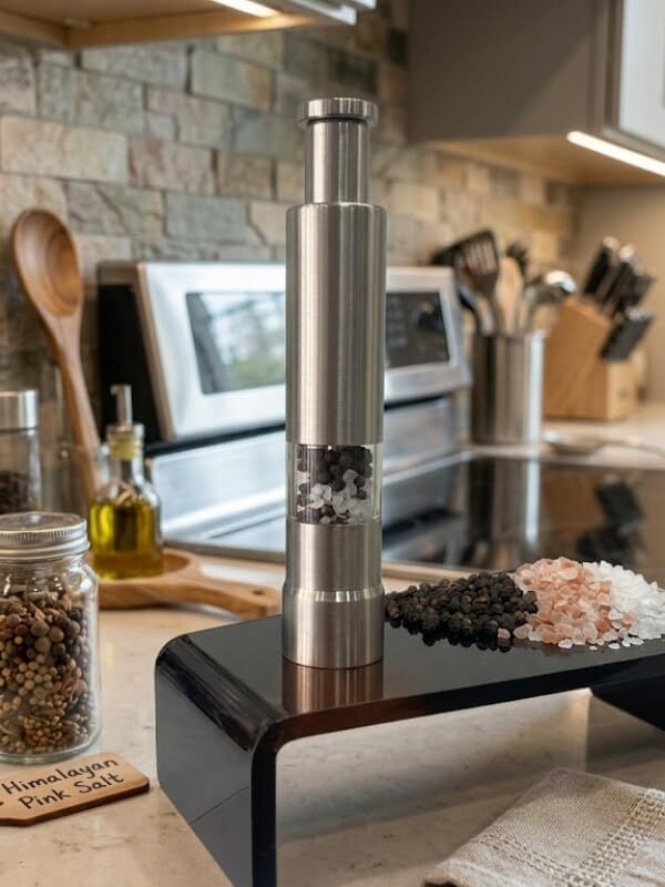 Manuel Basmalı Baharat Öğütücü 1 Adet – 304 Paslanmaz Çelik Tuz & Karabiber Değirmeni