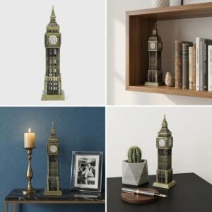 Big Ben Metal Figürü, Antik Bronz, Masa ve Raf Dekorasyonu, Londra Mimari Heykelciği