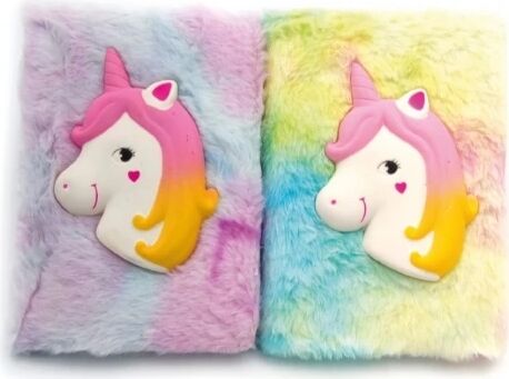 Kabartmalı Unicorn Tasarımlı Peluş Hatıra Defteri