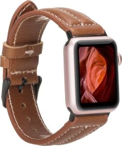 Apple Watch Uyumlu Deri Kordon 42-44-45MM Nm3-As2 Taba