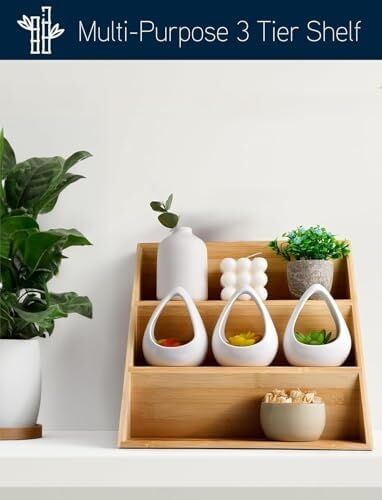 Bambu 3 Katlı Katlanabilir Baharat Standı | Çekmece Içi Kullanıma Uygun Baharatlar Için Organizer (Kavonozlar ve Aksesuarlar Dahil Değildir)
