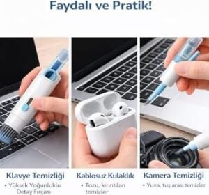 Çok Fonksiyonlu Klavye Temizleme Seti, Bilgisayar Telefon Ekran Temizleyici Fırça Seti, Spreyli Hassas Temizlik Kiti, Kulaklık Klavye Temizleme Aparatı 4 In 1