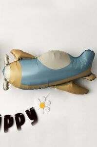 Retro Uçak Folyo Balon Mavi