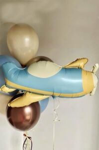 Retro Uçak Folyo Balon Mavi